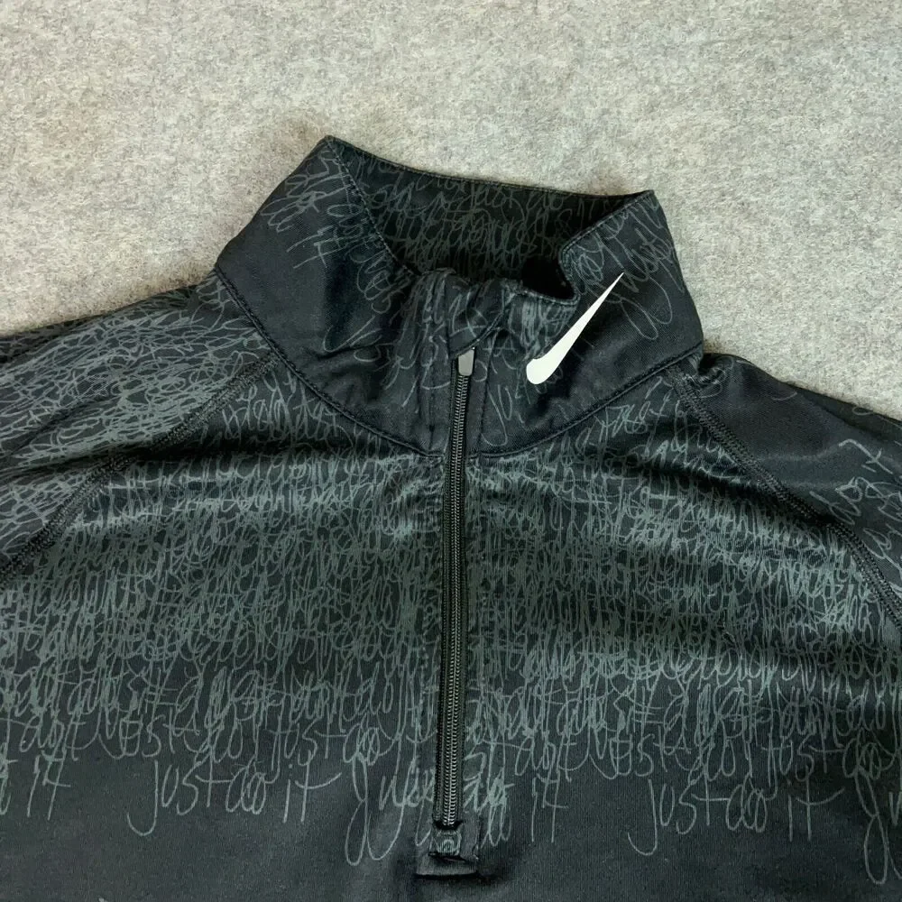 Nike Womens Pullover Large Black Gray Performance‎ Therma Fit Swoosh Athleisure